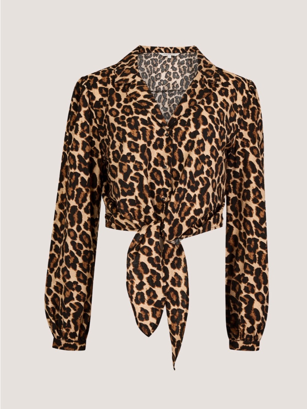 MICHAEL Michael Kors Leopard Print Tie-Front Blouse - Brown & Black